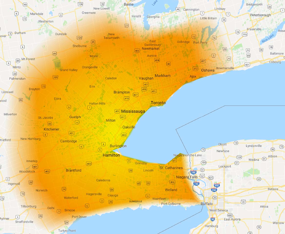 Toronto Spray Foam Roofing & Insulation Area Map